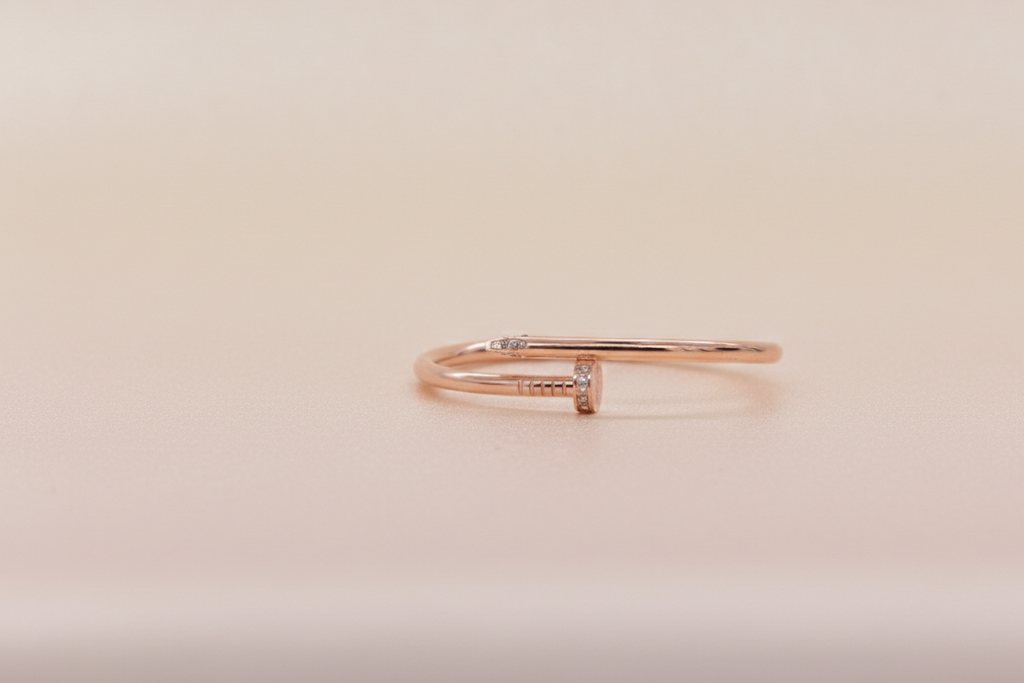 Rose Gold Oval Bangle – Modern Elegance with Ethnic Charm