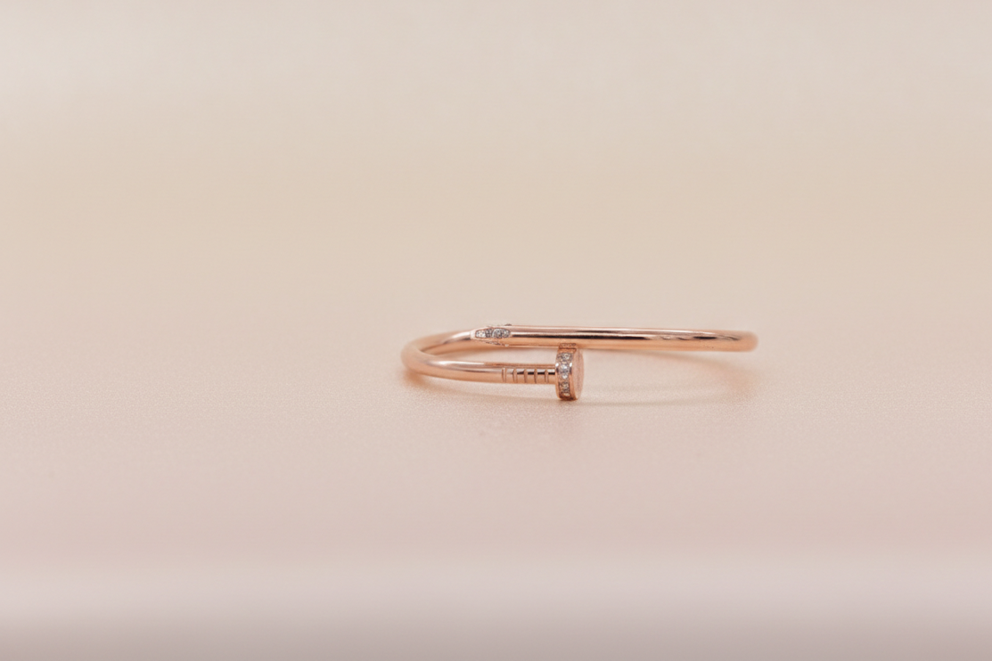 Rose Gold Oval Bangle – Modern Elegance with Ethnic Charm