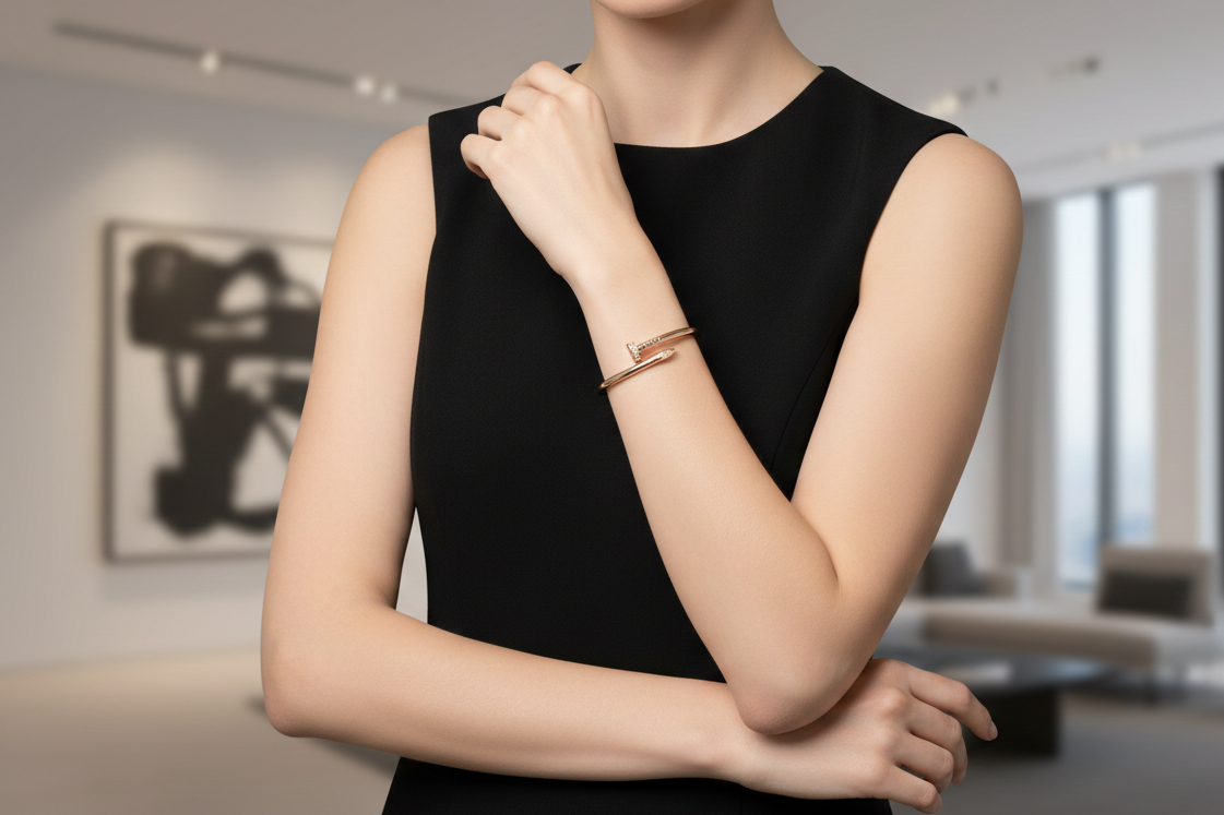 Rose Gold Oval Bangle – Modern Elegance with Ethnic Charm