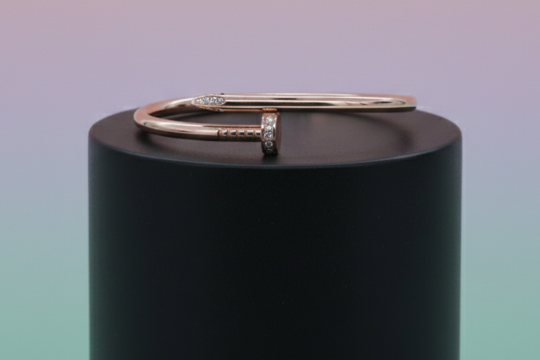 Rose Gold Oval Bangle – Modern Elegance with Ethnic Charm