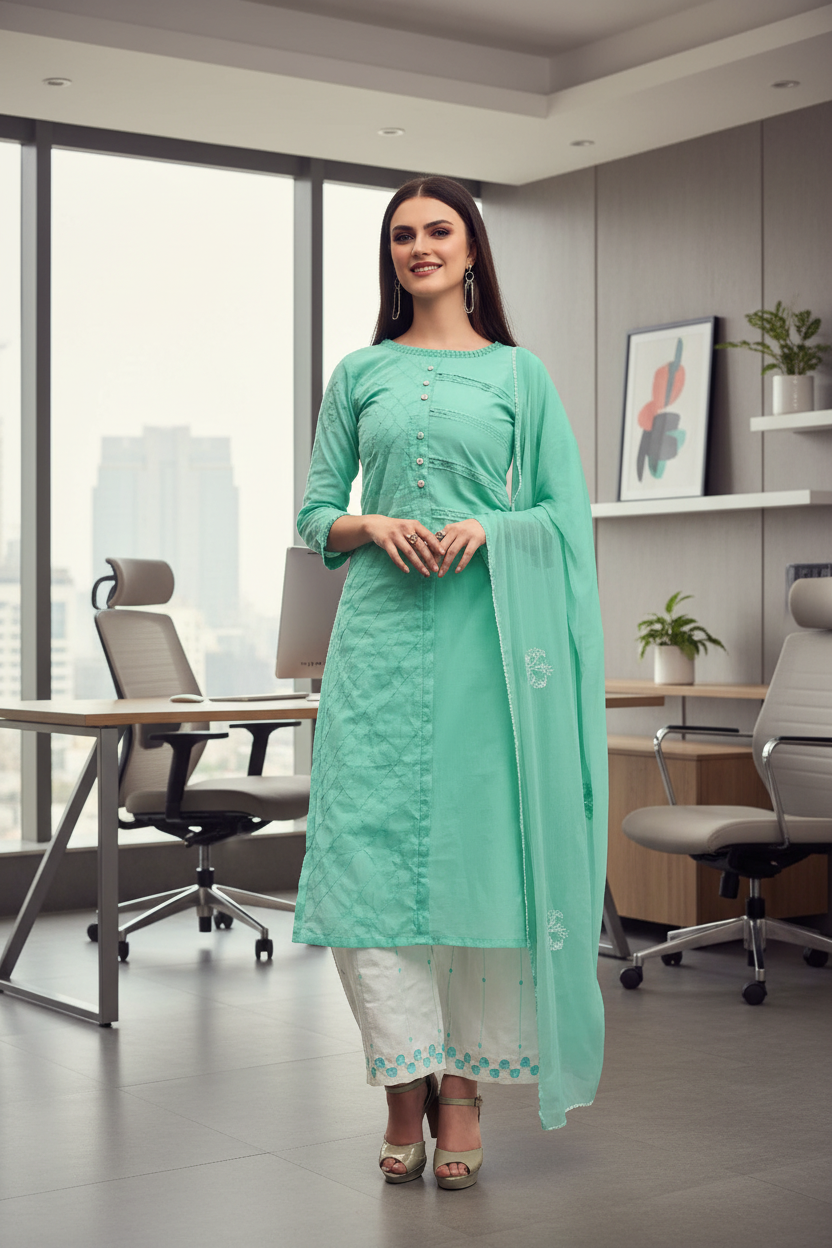 Cotton Printed Suit Set – 3-Piece Designer Ensemble