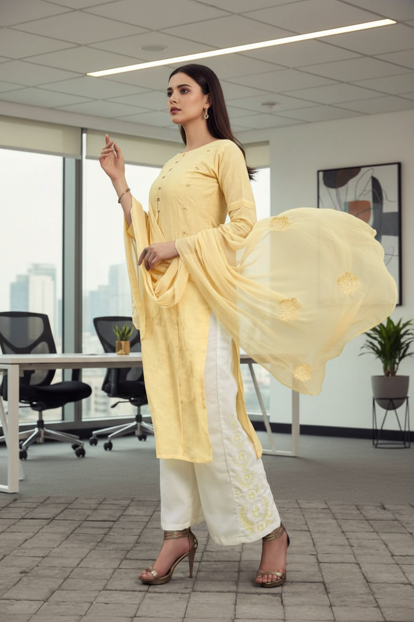 Cotton Printed Suit Set – 3-Piece Designer Ensemble