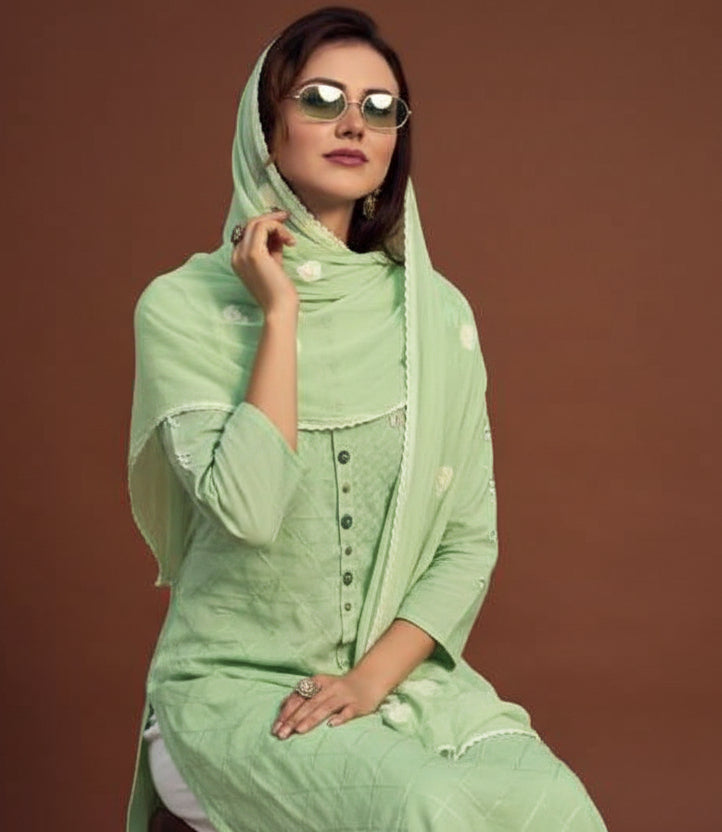 Cotton Printed Three-Piece Suit Set