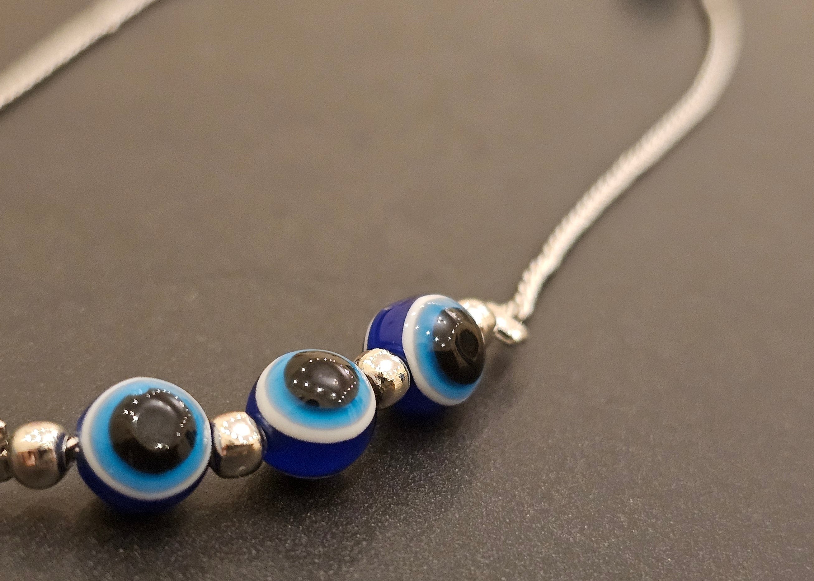 Delicate Silver Evil Eye Anklet