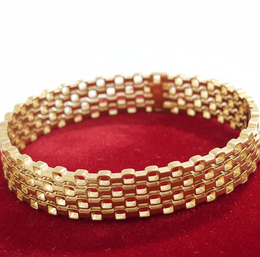 18K Gold Multi-Row Link Bracelet - Vintage Panther Chain