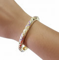 Rose Gold Geometric Enamel Bangle | 18K Plated Anti-Tarnish Bracelet