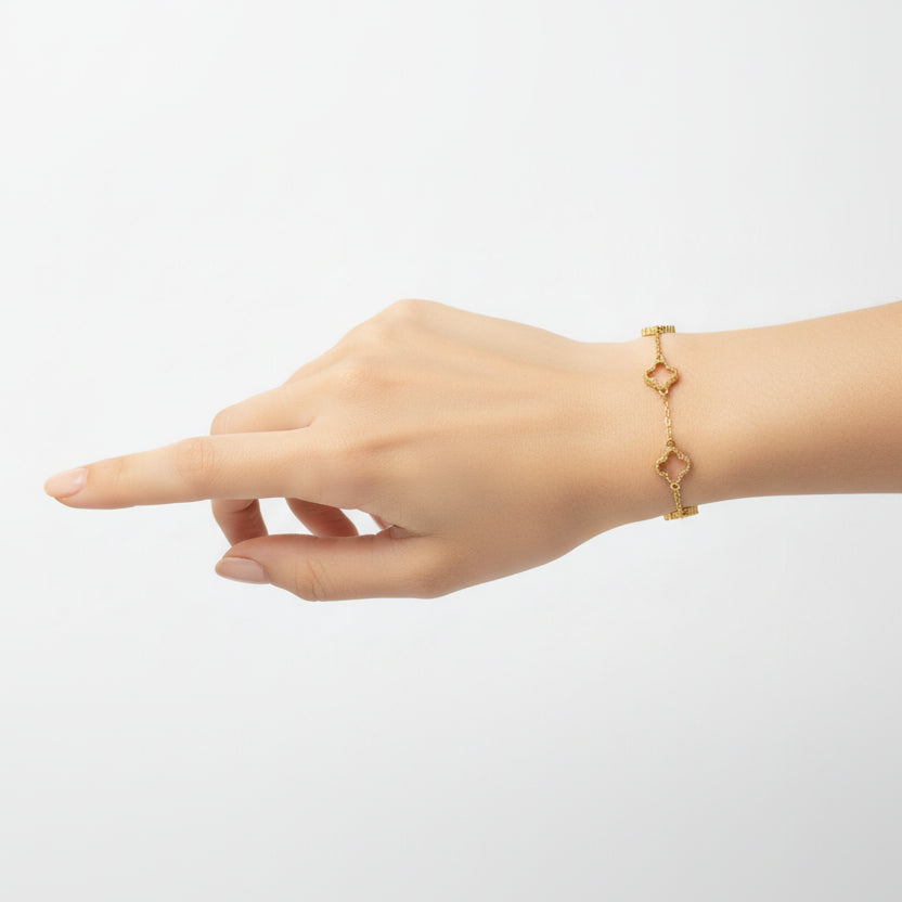 Elegant 18K Gold Plated Five-Clover Bracelet