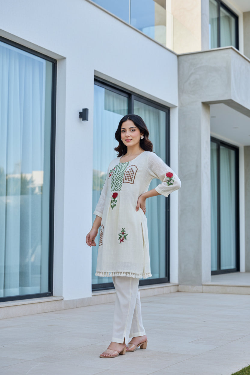 Cotton Embroidered Coord Set – Effortless Elegance