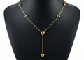 Multi-Color Heart Y Necklace - Gold Plated Lariat