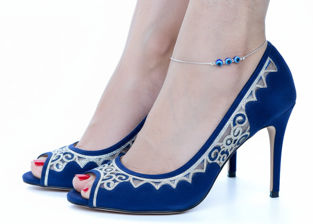 Delicate Silver Evil Eye Anklet