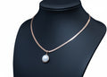 Rose Gold Plated Herringbone Chain Necklace with Faux Pearl Pendant
