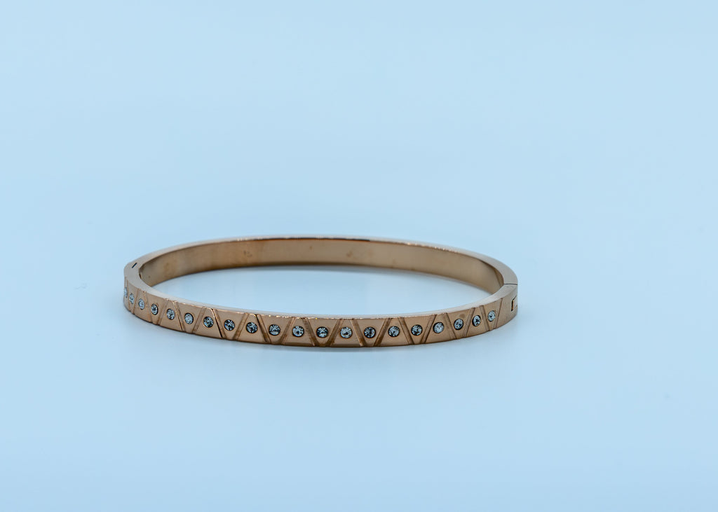 Geometric Rose Gold & Diamond Bangle