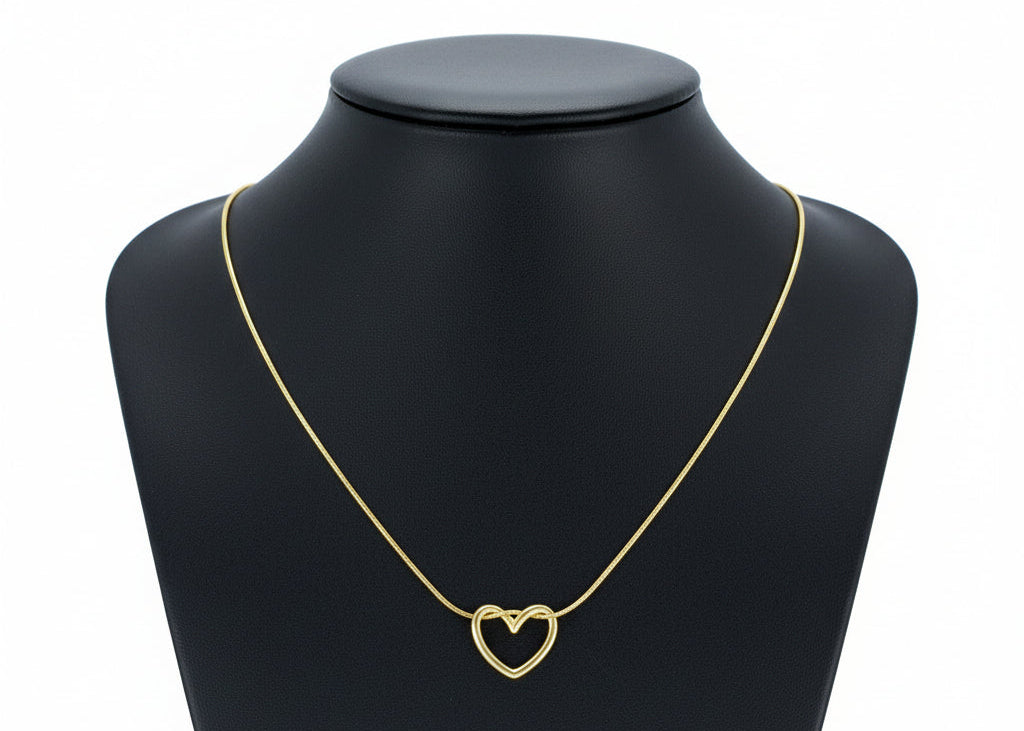 Open Heart Pendant Necklace - 18K Gold Plated
