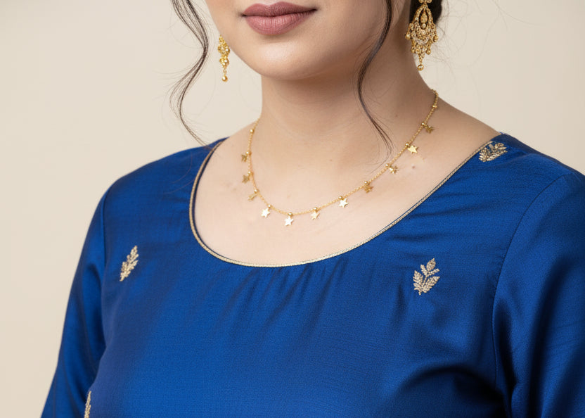 Hypoallergenic 18K Gold Star Station Necklace for Women