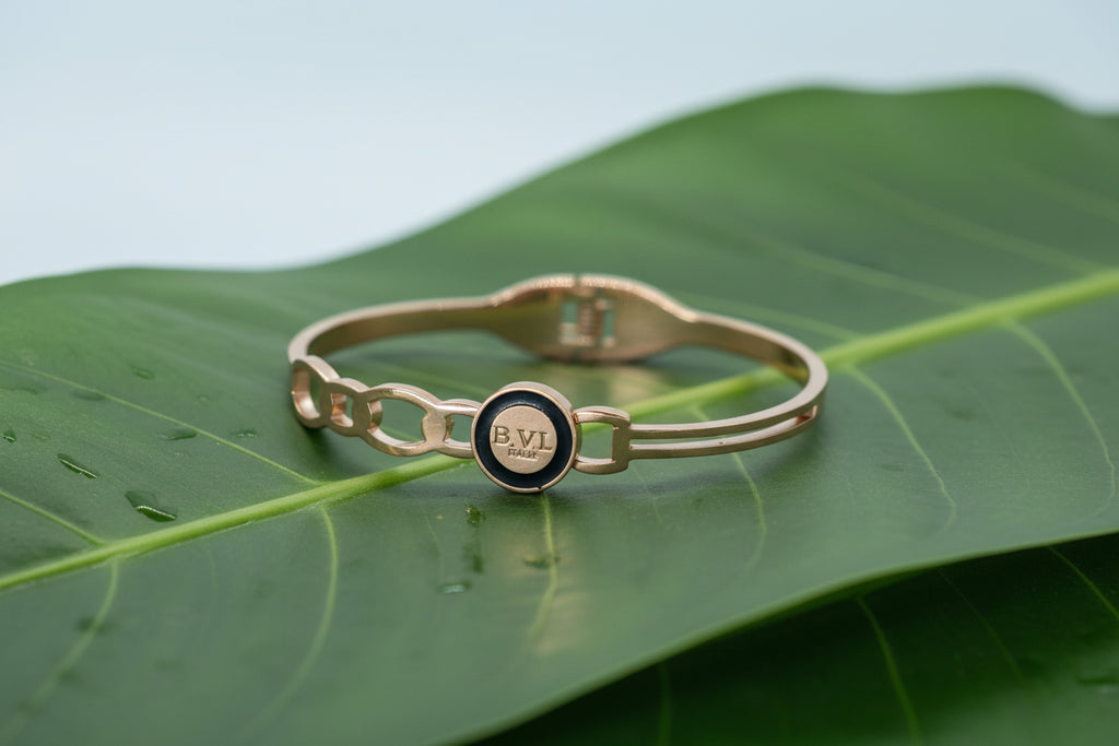 Rose Gold-Plated Roman Numeral Bangle Bracelet
