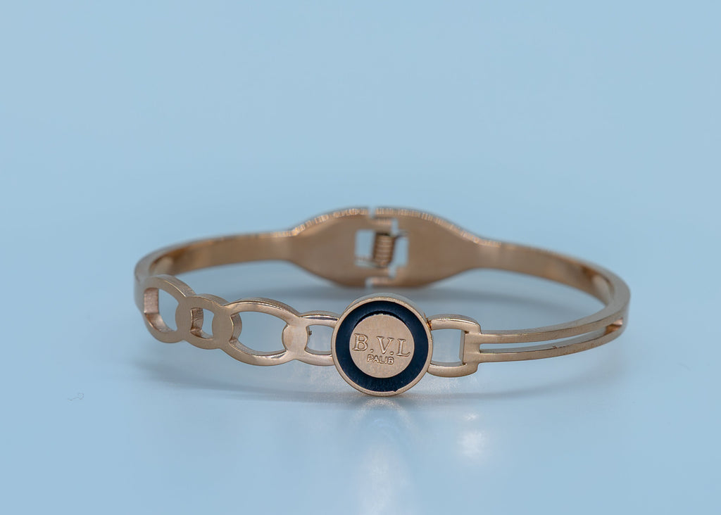 Rose Gold-Plated Roman Numeral Bangle Bracelet