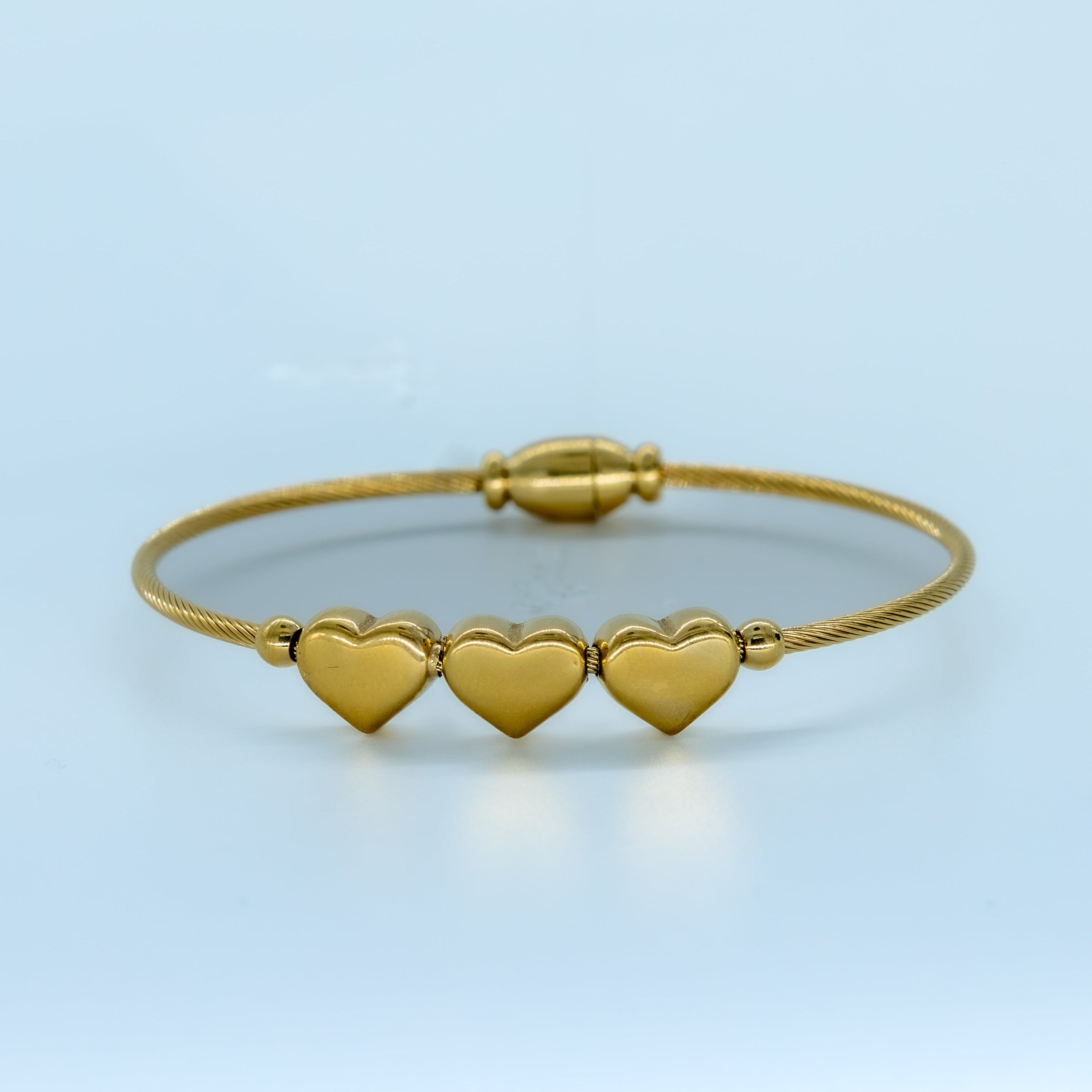 Golden Heart Cable Bangle - Stainless Steel