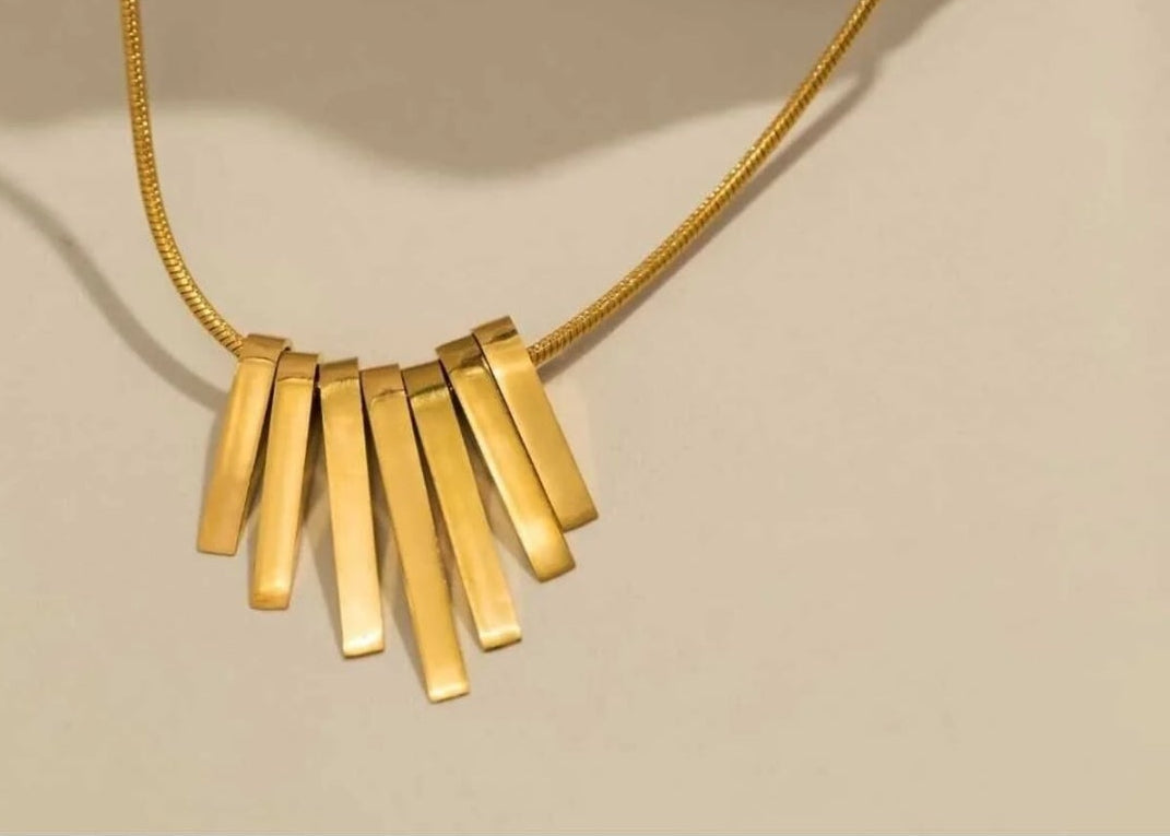 Modern 18K Gold-Plated Bar Pendant Necklace