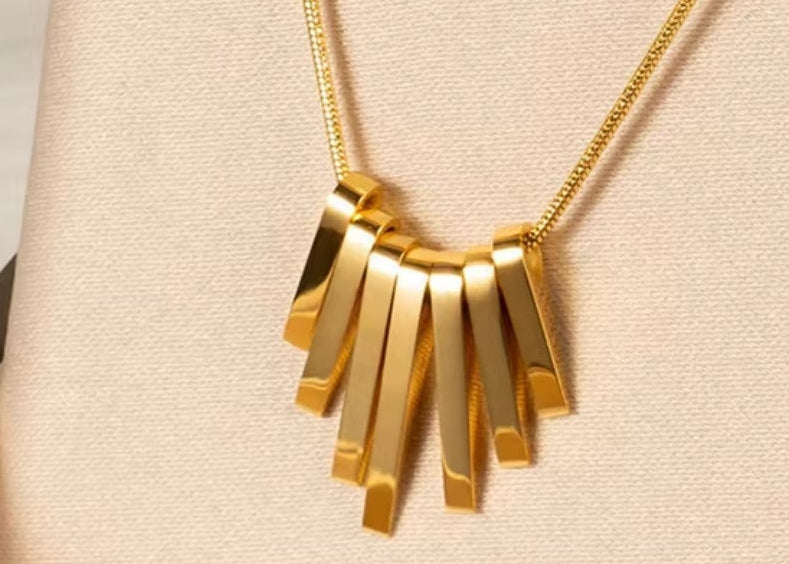 Modern 18K Gold-Plated Bar Pendant Necklace