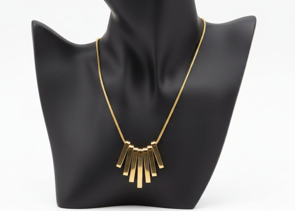 Modern 18K Gold-Plated Bar Pendant Necklace