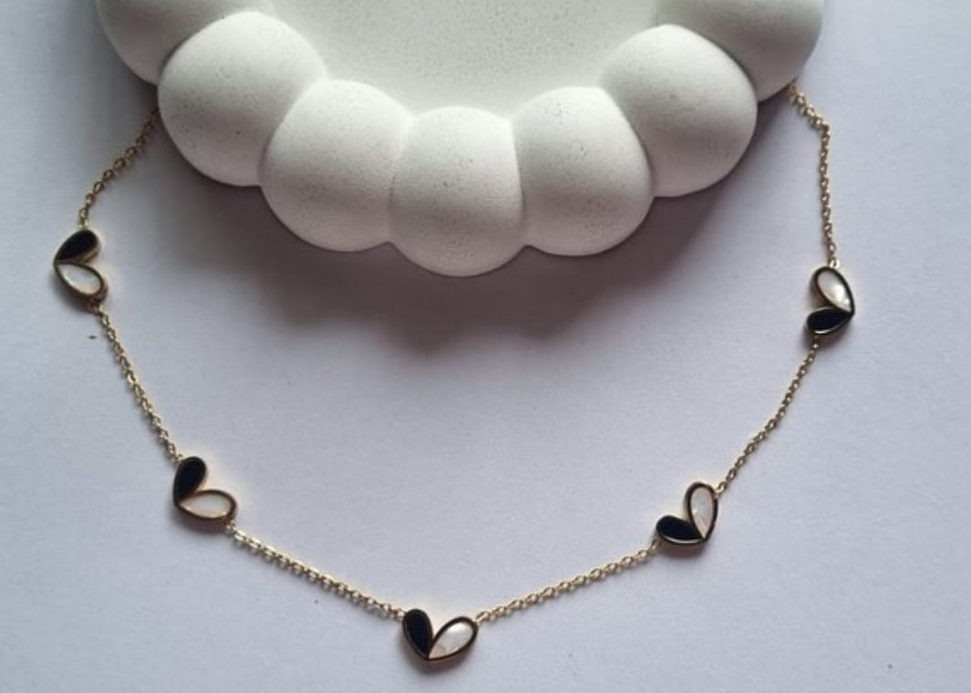 Black and White Hearts Stainless Steel Jewellery