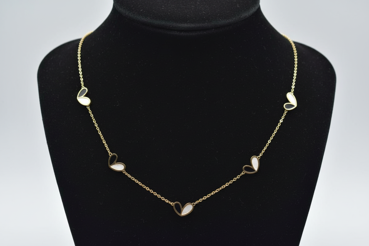 Black and White Hearts Stainless Steel Jewellery