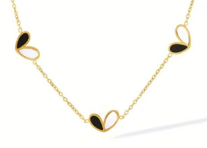 Black and White Hearts Stainless Steel Jewellery