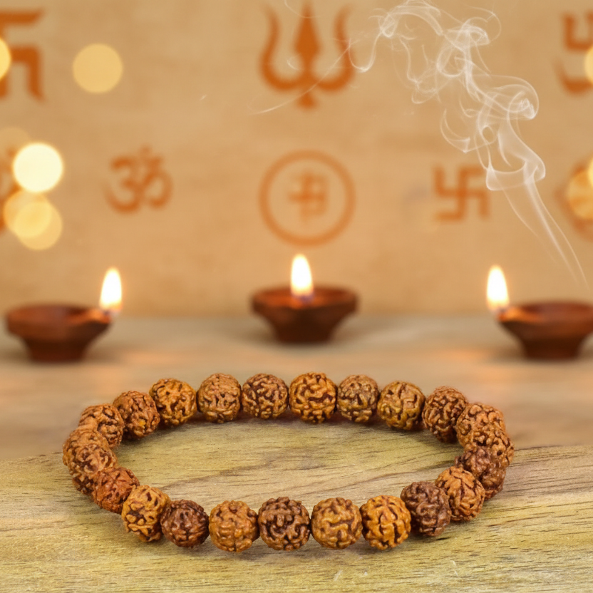 5 Mukhi Rudraksha Elastic Bracelet (NGTL Certified)