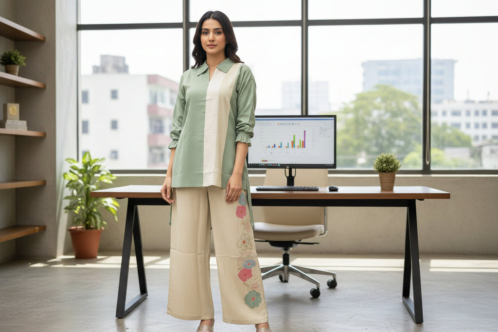 High-Low Cotton Kurta Set