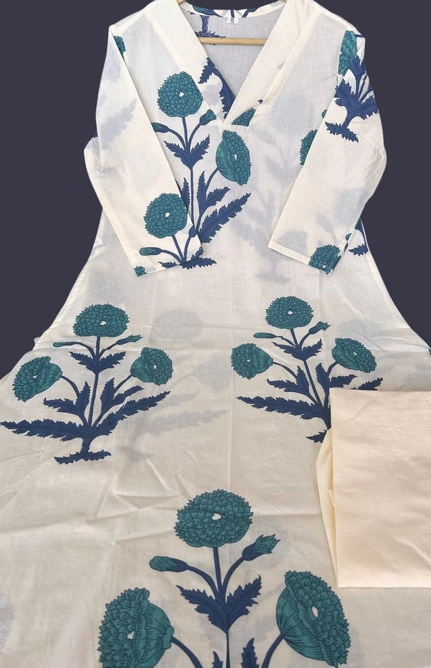 Cream Floral Cotton Co-ord Set