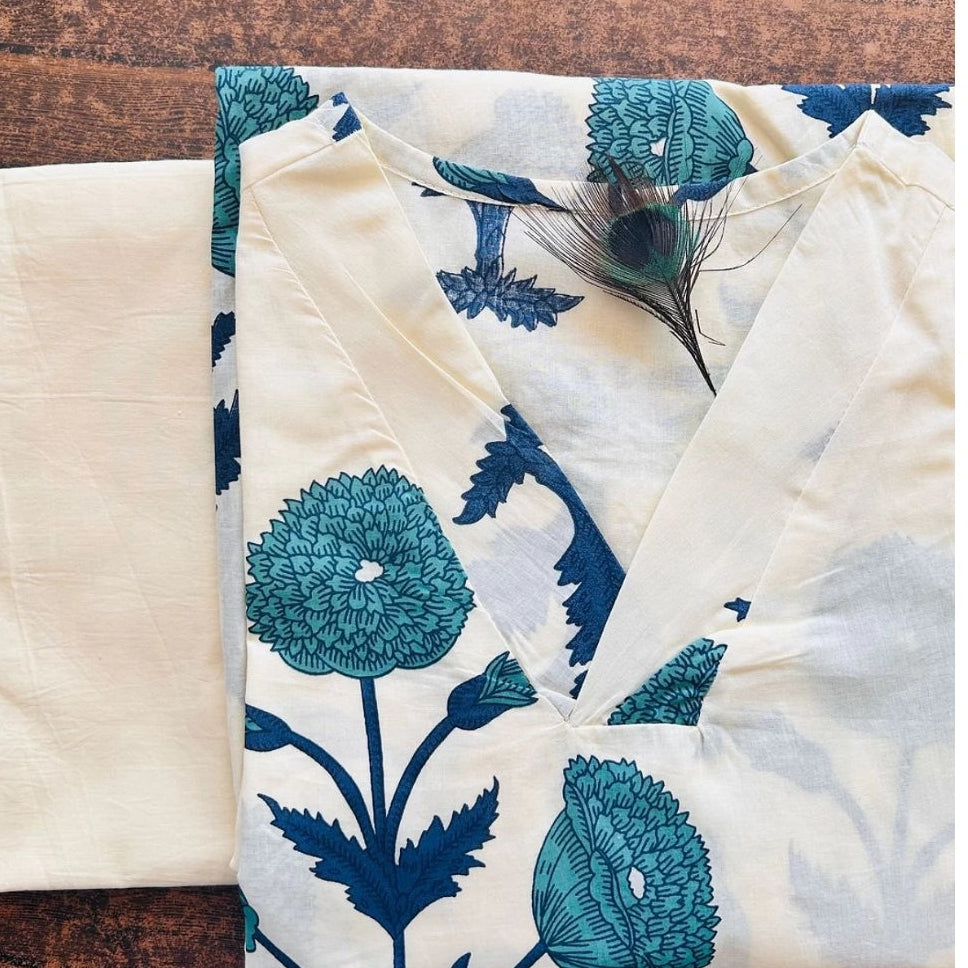 Cream Floral Cotton Co-ord Set
