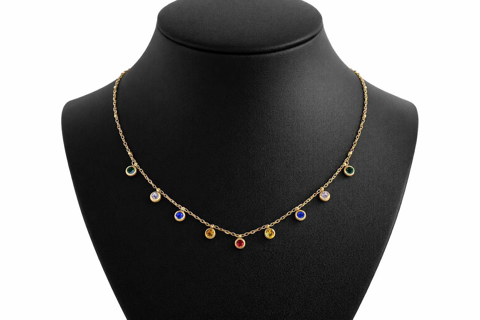 Multicolor Stone Necklace – Stainless Steel
