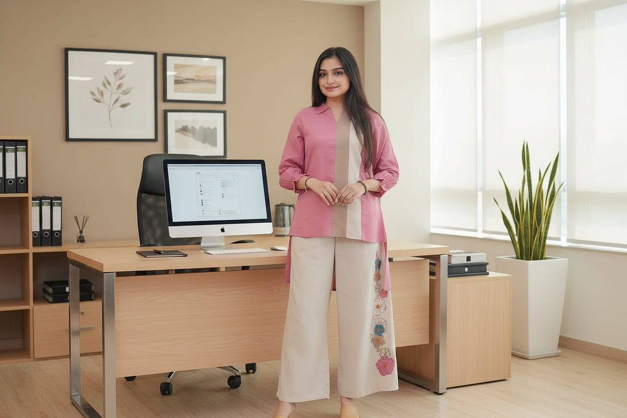 Blush Pink Embroidered Co-ord Set