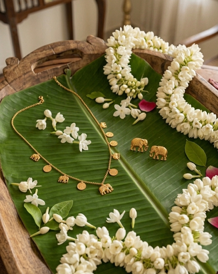 Product Title: "Divine Heritage" Artisan Gold Elephant Charm Necklace and Earring Set