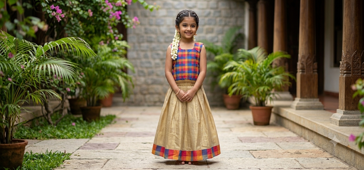 Premium Kids Traditional Pattu Pavadai & Blouse Set (Ready to Wear)
