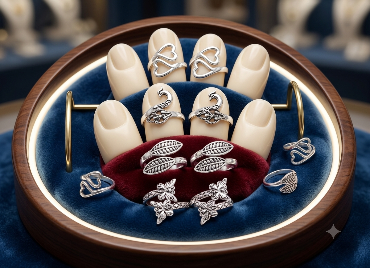Premium Silver-Plated Adjustable Toe Rings (Minji Collection) – Elegant Traditional & Modern Designs