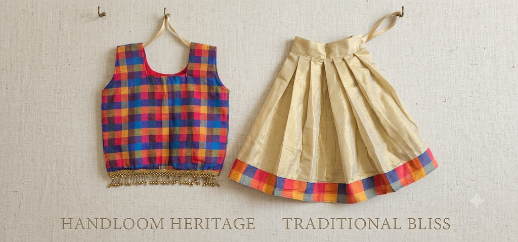 Premium Kids Traditional Pattu Pavadai & Blouse Set (Ready to Wear)