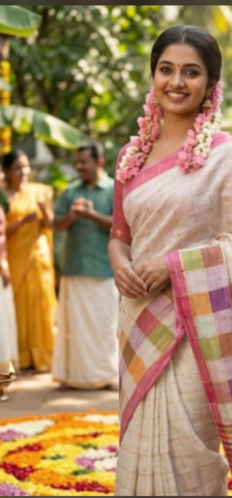 Premium Multi-Color Checked Mal Cotton Saree