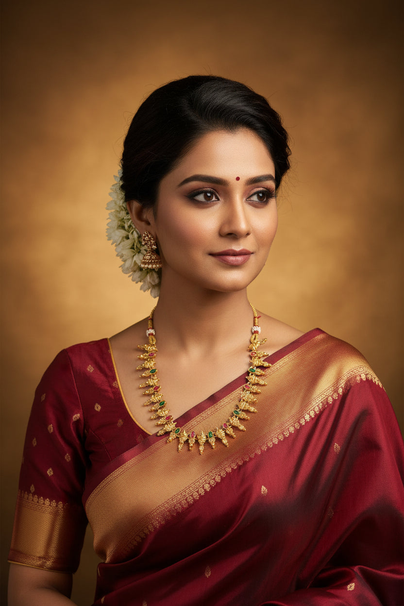 Traditional Antique Gold Kemp Short Necklace | UrbanLooma