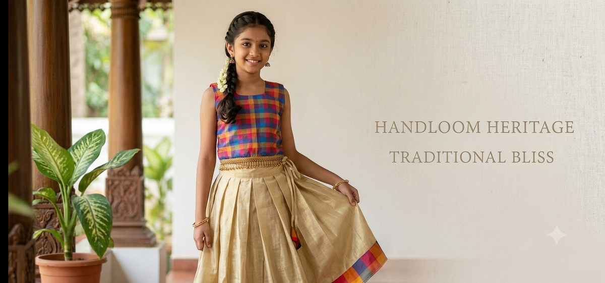 Premium Kids Traditional Pattu Pavadai & Blouse Set (Ready to Wear)
