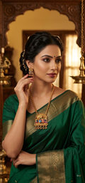 Exquisite Traditional Matte Gold Radha Krishna Temple Jewellery Set