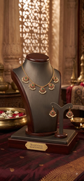 Antique Gold Floral Kemp Short Choker Necklace Set with Pearl Drops | UrbanLooma