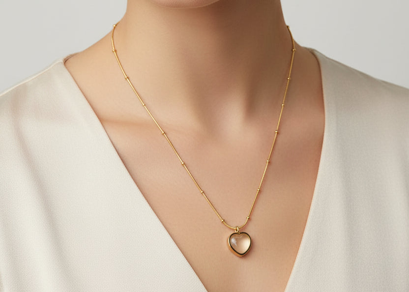 I Love You Heart Pendant Necklace - Gold Plated